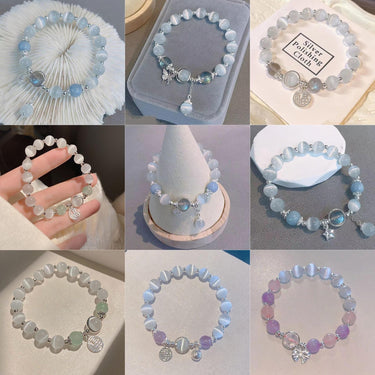 Moonlight Charm Bead Bracelets – Elegant Cat’s Eye & Butterfly-Inspired Glow